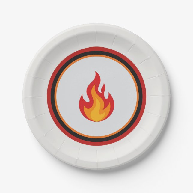 Firefighter Flame Party Paper Plate (Front)