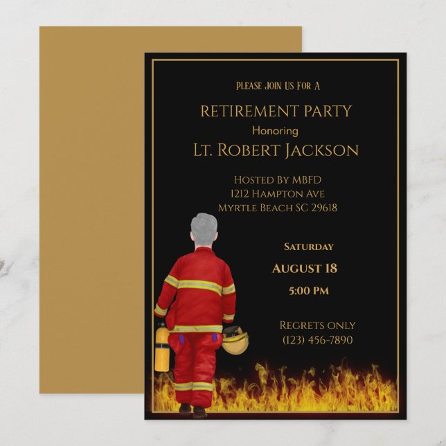 Firefighter Flame Retirement Party Invitation (Front/Back)