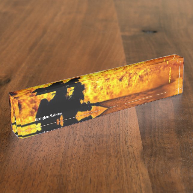 Firefighter flames desk name plate (Side)