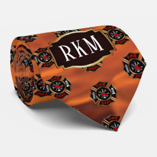 Firefighter Flames Emblem Pattern Monogram Tie