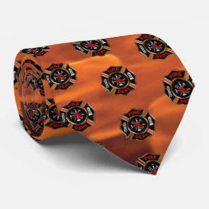 Firefighter Flames Emblem Pattern Tie