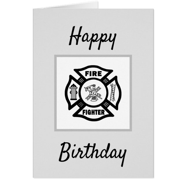 Firefighter Flames  Happy Birthday (Front)