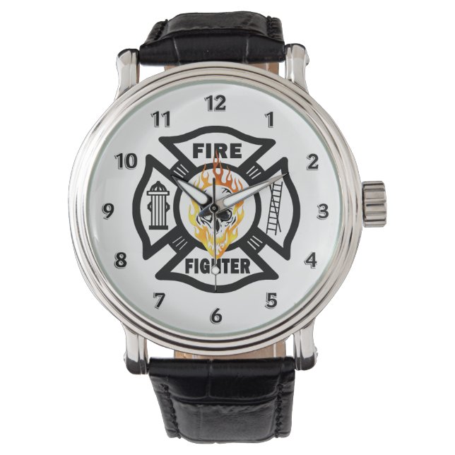 Firefighter Flaming Skull Watch (Front)