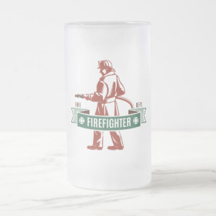 Firefighter Frosted Glass Beer Mug