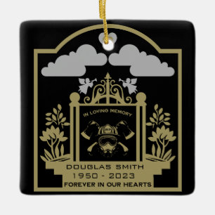 Firefighter Funeral Memorial Gift Ceramic Ornament
