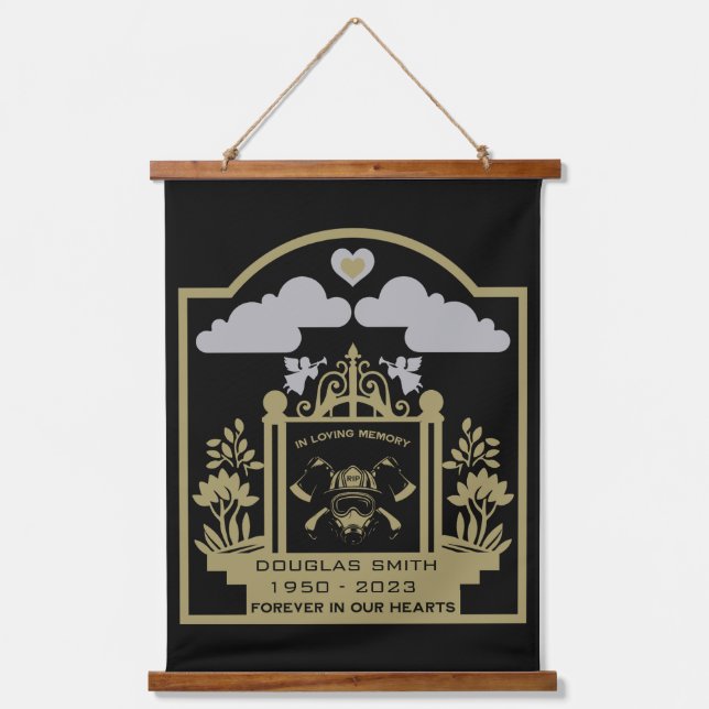 Firefighter Funeral Memorial Gift Hanging Tapestry (Front)