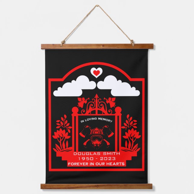 Firefighter Funeral Memorial Gift Hanging Tapestry (Front)