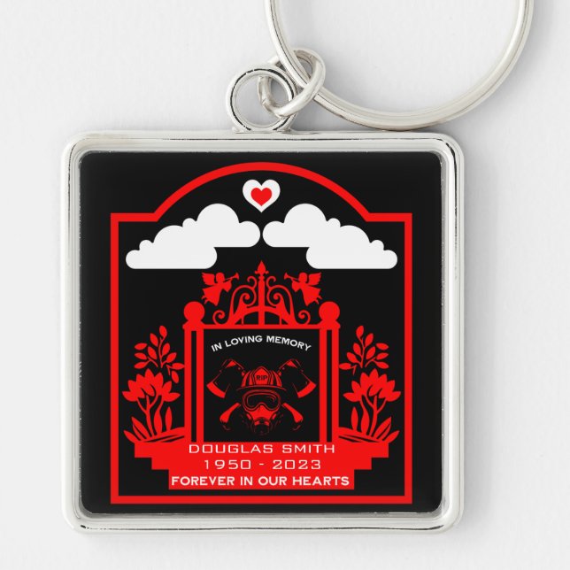 Firefighter Funeral Memorial Gift Key Ring (Front)