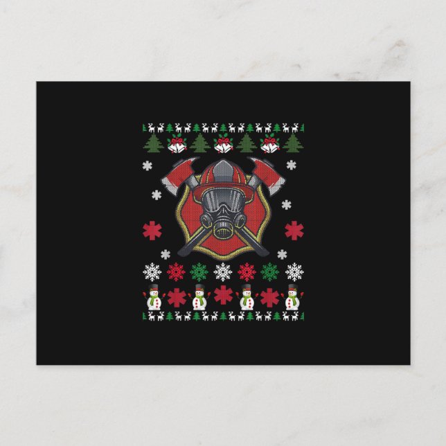 Firefighter Funny Christmas Cute Lover Gifts Holiday Postcard (Front)