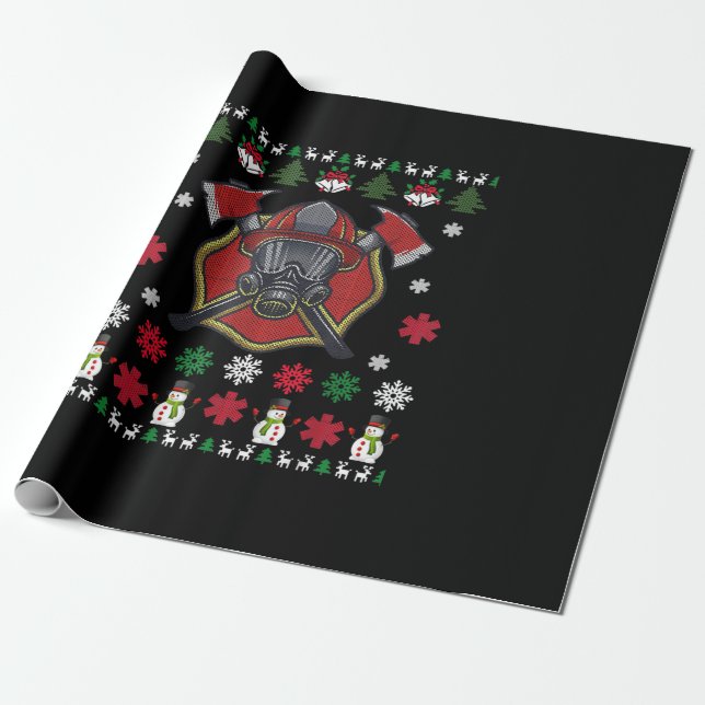 Firefighter Funny Christmas Cute Lover Gifts Wrapping Paper (Unrolled)