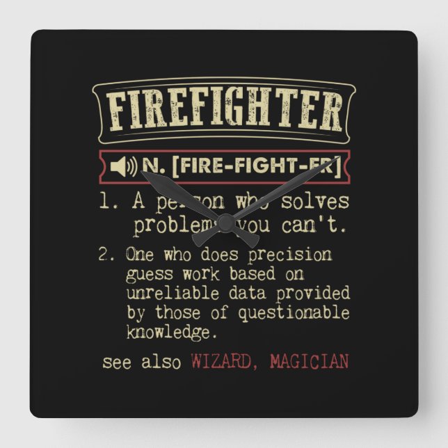 Firefighter Funny Dictionary Term.Png Square Wall Clock (Front)