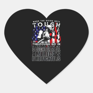 Firefighter Gift Daughter American Firefighter Heart Sticker