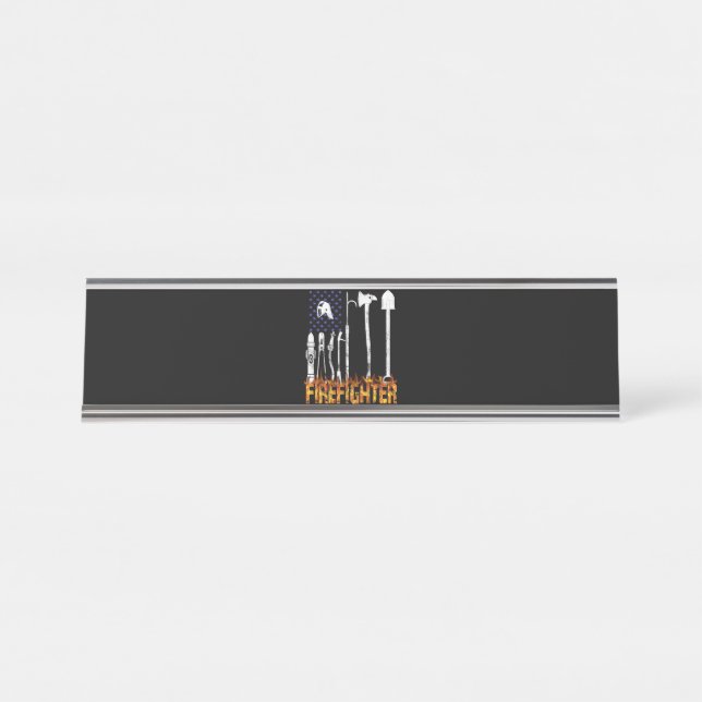 Firefighter Gift | Firefighter Lovers Gift Desk Name Plate (Front)