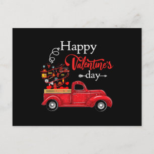 Firefighter Gift   Happy Valentine Day Firefighter Holiday Postcard