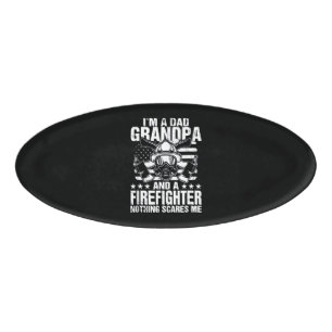 Firefighter Gift I'm A Dad Grandpa Firefighter Name Tag