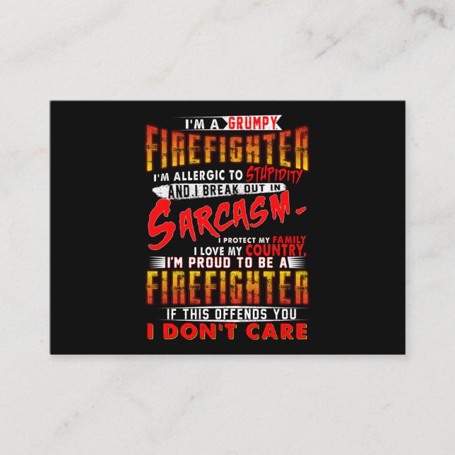 Firefighter Gift | I'm A Grumpy Firefighter Business Card (Front)