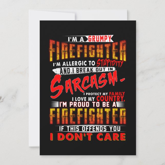 Firefighter Gift | I'm A Grumpy Firefighter Holiday Card (Front)