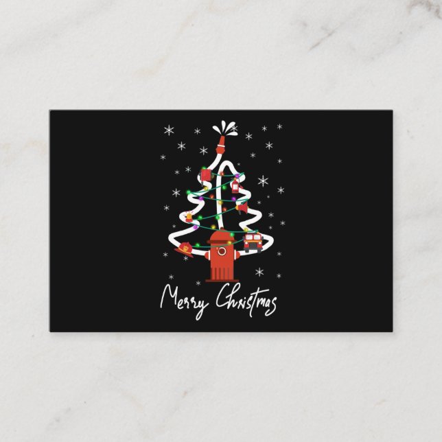 Firefighter Gift | Merry Christmas Firefighter Business Card (Front)