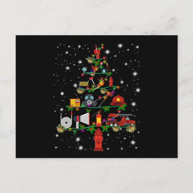 Firefighter Gift | Merry Christmas Firefighter Fun Holiday Postcard (Front)