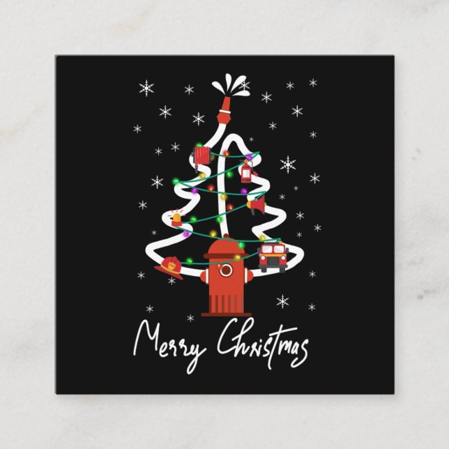 Firefighter Gift | Merry Christmas Firefighter Square Business Card (Front)