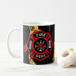 Firefighter Gift Mug   Fire Department Flames