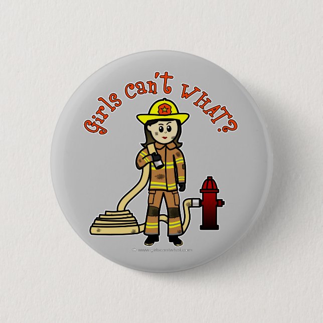 Firefighter Girl 6 Cm Round Badge (Front)
