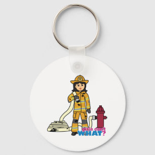 Firefighter Girl - Brunette Key Ring