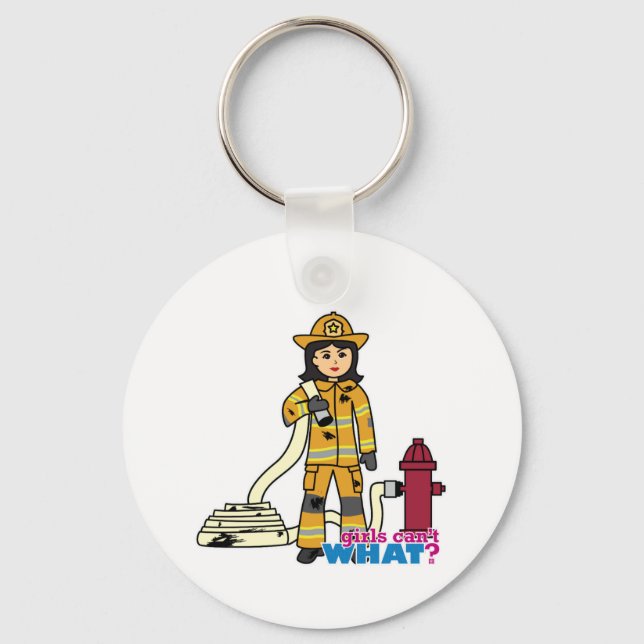 Firefighter Girl - Brunette Key Ring (Front)
