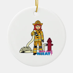 Firefighter Girl - Red Ceramic Tree Decoration