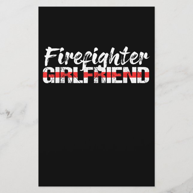 Firefighter Girlfriend Thin Red Line Firewoman Stationery (Front)