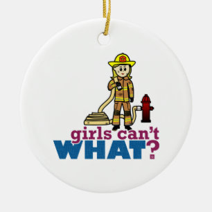 Firefighter Girls Ceramic Tree Decoration