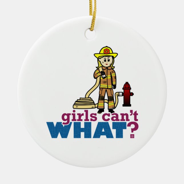 Firefighter Girls Ceramic Tree Decoration (Front)