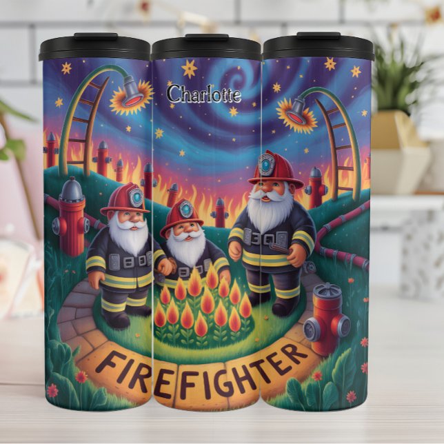 Firefighter Gnomes in a Circle Thermal Tumbler (Creator Uploaded)