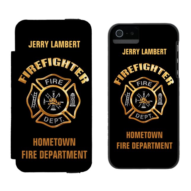 Firefighter Gold Name Template Incipio iPhone Wallet Case (Side by Side)