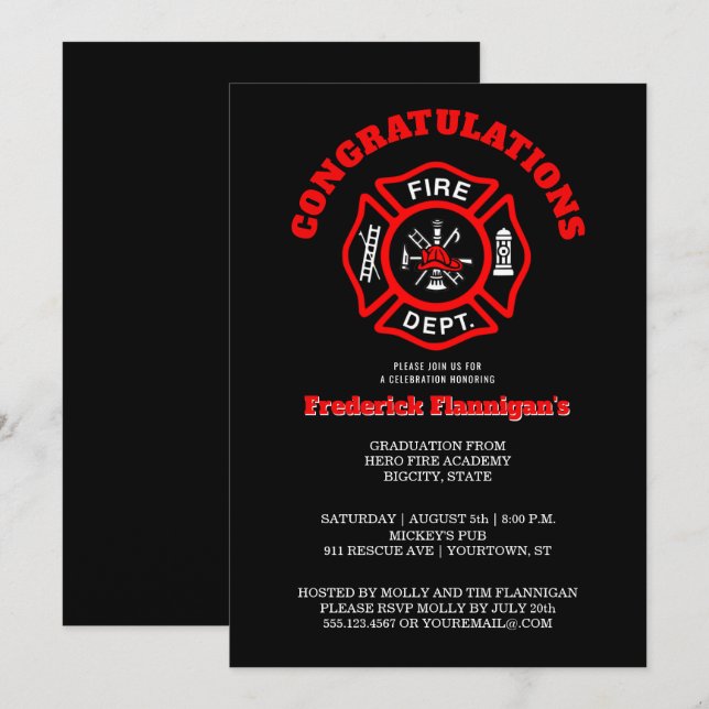 Firefighter Graduation Announcement Party (Front/Back)
