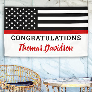 Firefighter Graduation Congrats Thin Red Line Banner