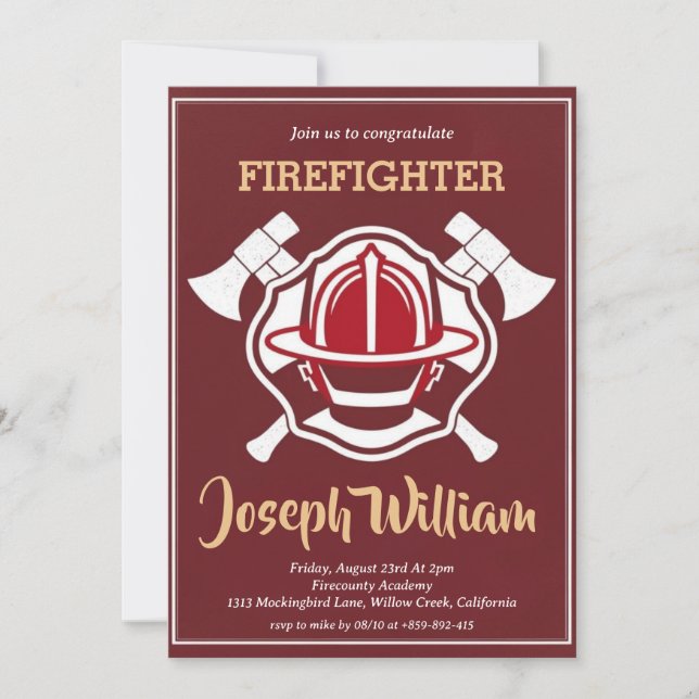 firefighter graduation invitations (Front)