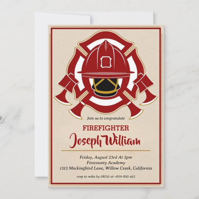 firefighter graduation invitations (Front)