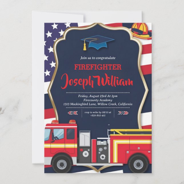 firefighter graduation invitations (Front)