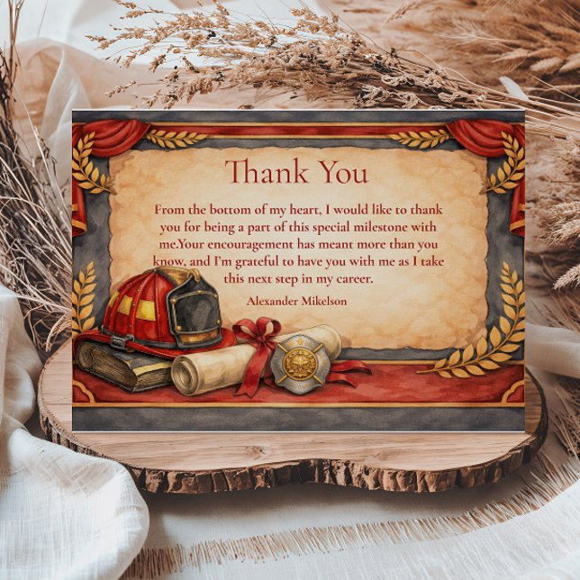 Firefighter Graduation Party Thank You Card (Creator Uploaded)