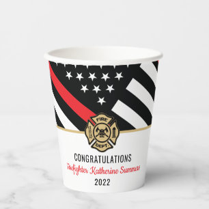 Firefighter Graduation Party Thin Red Line Paper Cups