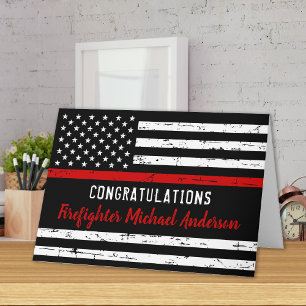 Firefighter Graduation Red Line Congratulations Card