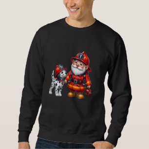 Firefighter Grandpa Gnome Graphic For Dalmatian Do Sweatshirt