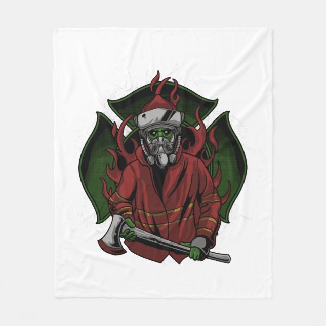 Firefighter Halloween Costume Fleece Blanket (Front)