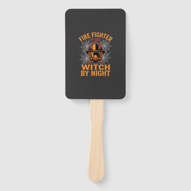 Firefighter Halloween Witch Night Design Hand Fan (Front)