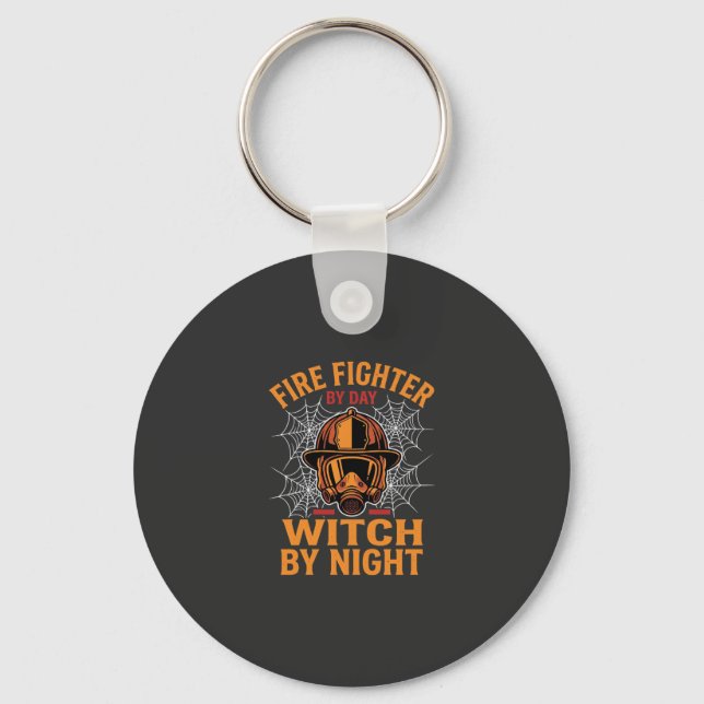 Firefighter Halloween Witch Night Design Key Ring (Front)