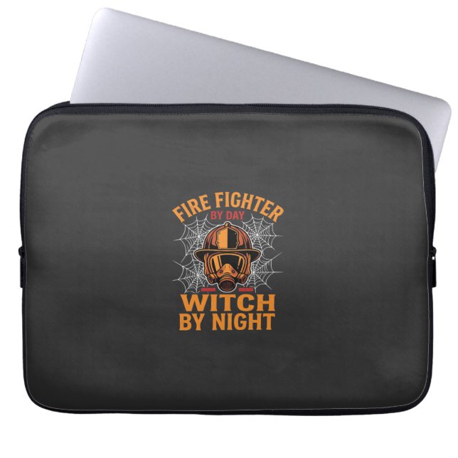Firefighter Halloween Witch Night Design Laptop Sleeve (Front)