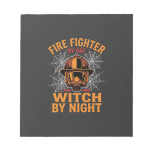 Firefighter Halloween Witch Night Design Notepad