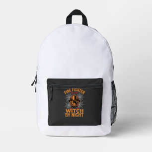 Firefighter Halloween Witch Night Design Printed Backpack