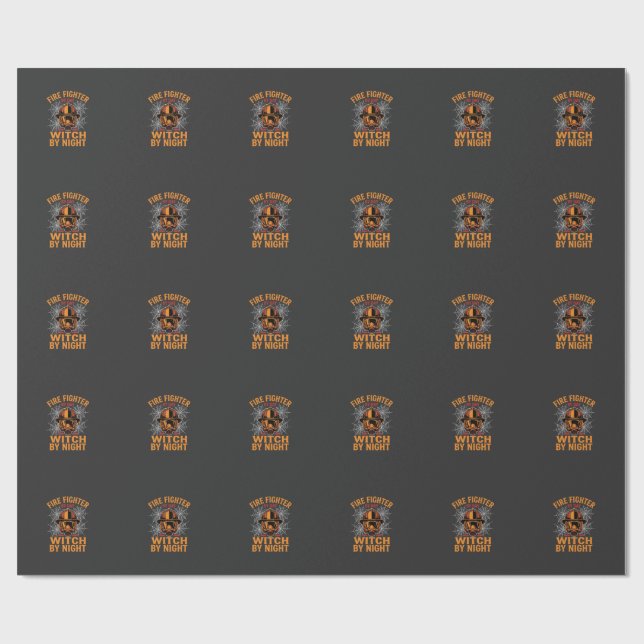 Firefighter Halloween Witch Night Design Wrapping Paper (Flat)
